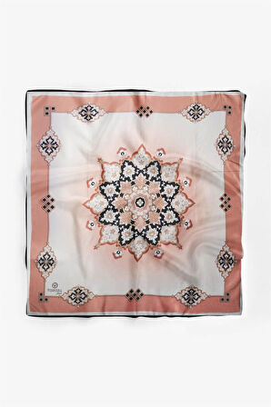 %100 İpek Kadın Desenli Bandana 80x80