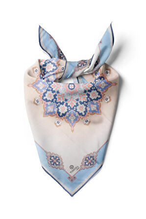 %100 İpek Kadın Desenli Bandana 80x80