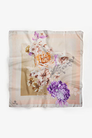 %100 İpek Kadın Desenli Bandana 80x80