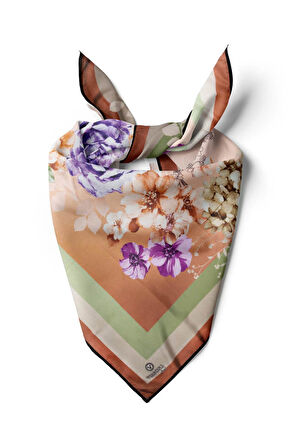 %100 İpek Kadın Desenli Bandana 80x80