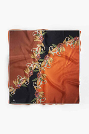 %100 İpek Kadın Desenli Bandana 80x80