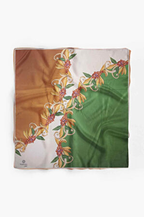 %100 İpek Kadın Desenli Bandana 80x80