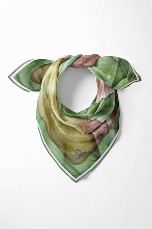 %100 İpek Kadın Desenli Bandana 80x80