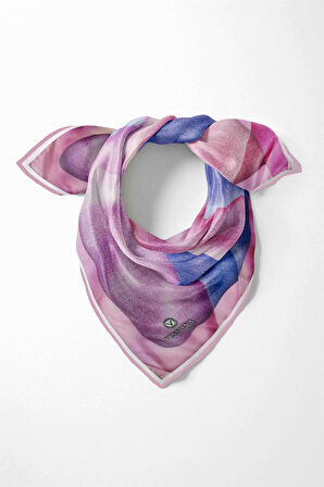 %100 İpek Kadın Desenli Bandana 80x80
