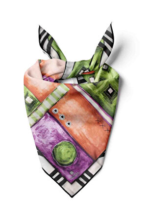 %100 İpek Kadın Desenli Bandana 80x80