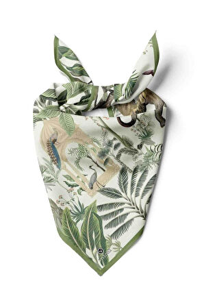 %100 İPEK FİL DESENLİ KADIN BANDANA 50X50