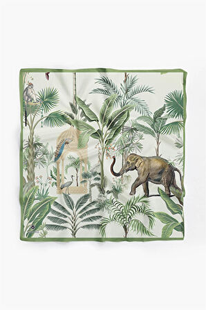 %100 İPEK FİL DESENLİ KADIN BANDANA 50X50