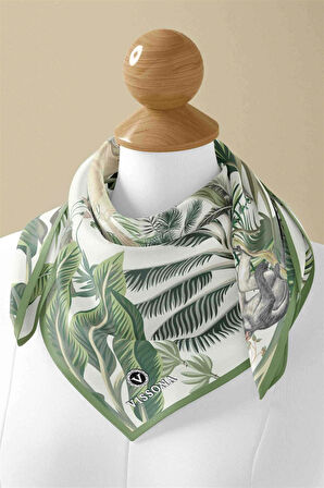 %100 İPEK FİL DESENLİ KADIN BANDANA 50X50