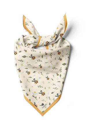 %100 İpek Arı Desenli Kadın Bandana
