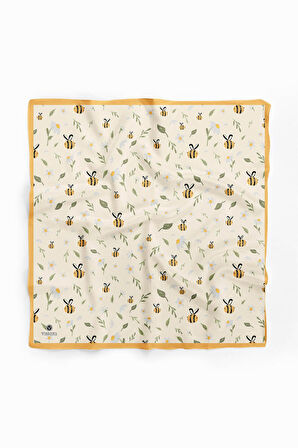 %100 İpek Arı Desenli Kadın Bandana