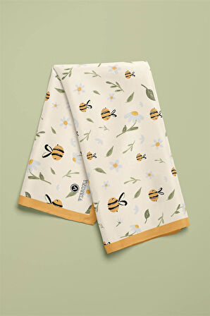 %100 İpek Arı Desenli Kadın Bandana