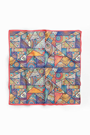 %100 İpek Mandala Desenli Kadın Bandana