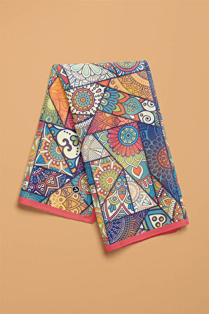 %100 İpek Mandala Desenli Kadın Bandana
