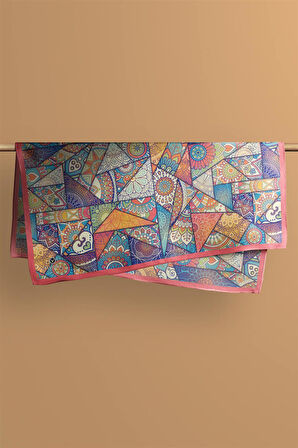 %100 İpek Mandala Desenli Kadın Bandana