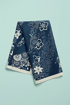 %100 İpek Geometrik Desenli Kadın Bandana