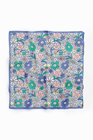 %100 İpek Çiçek Desenli Kadın Bandana