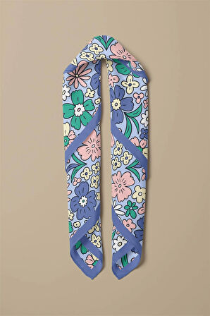 %100 İpek Çiçek Desenli Kadın Bandana