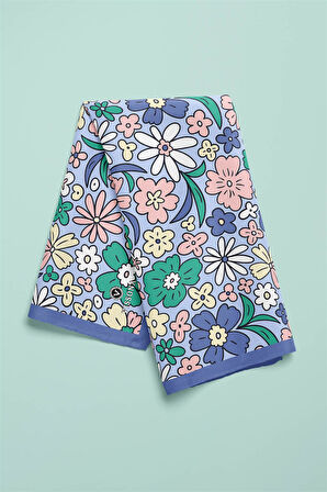 %100 İpek Çiçek Desenli Kadın Bandana