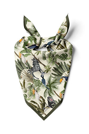 %100 İpek Safari Desenli Kadın Bandana