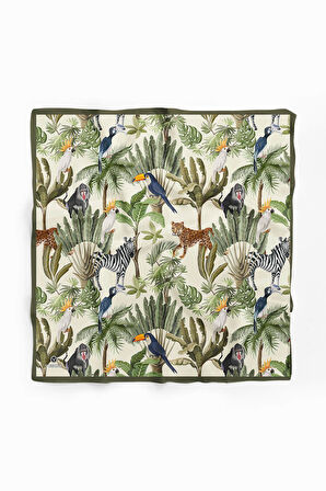 %100 İpek Safari Desenli Kadın Bandana