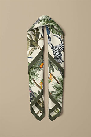 %100 İpek Safari Desenli Kadın Bandana