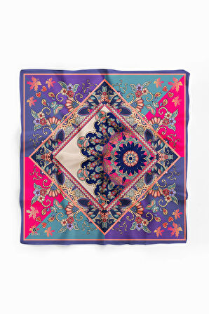 %100 İpek Etnik Desenli Kadın Bandana