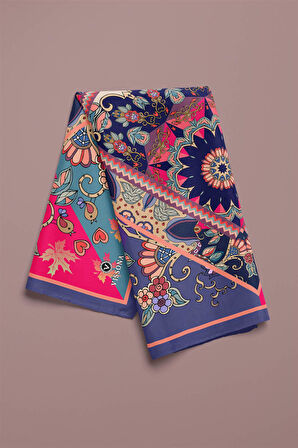 %100 İpek Etnik Desenli Kadın Bandana