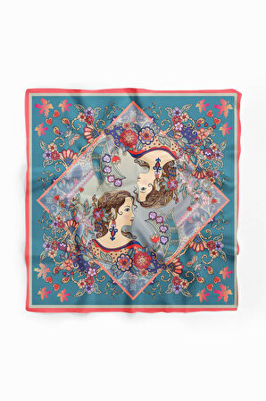 %100 İpek Kadın Desenli Kadın Bandana