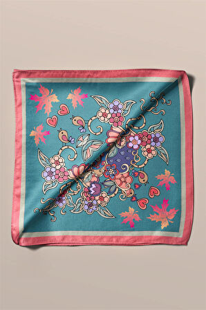 %100 İpek Kadın Desenli Kadın Bandana