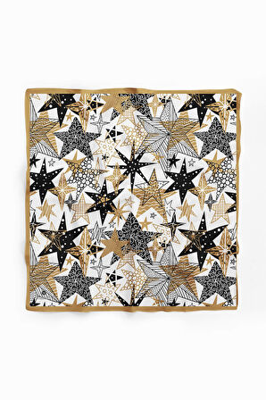 %100 İpek Yıldız Desenli Kadın Bandana