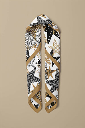 %100 İpek Yıldız Desenli Kadın Bandana