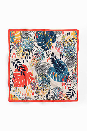 %100 İpek Yaprak Desenli Kadın Bandana