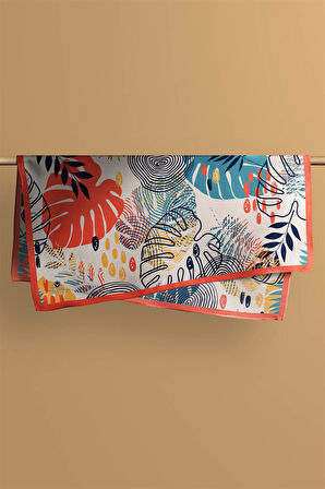 %100 İpek Yaprak Desenli Kadın Bandana