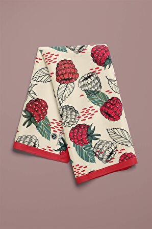 %100 İpek Frambuaz Desenli Kadın Bandana