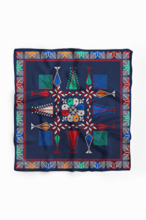 %100 İpek Kanaviçe Desenli Kadın Bandana