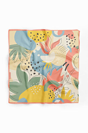 %100 İpek Geometrik Desenli Kadın Bandana