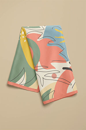 %100 İpek Geometrik Desenli Kadın Bandana