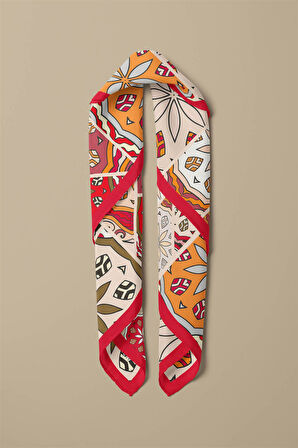 %100 İpek Etnik Desenli Kadın Bandana