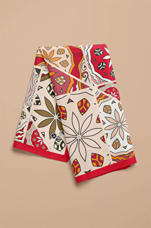 %100 İpek Etnik Desenli Kadın Bandana