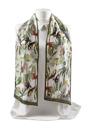 I82 %100 İpek Safari Desenli Kadın Fular