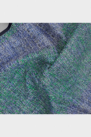 %100 Twill İpek Dokulu Desen Saks - Zümrüt Yeşili Renkli 90x90 Eşarp Kenar Dikiş Şekli El Dikişli