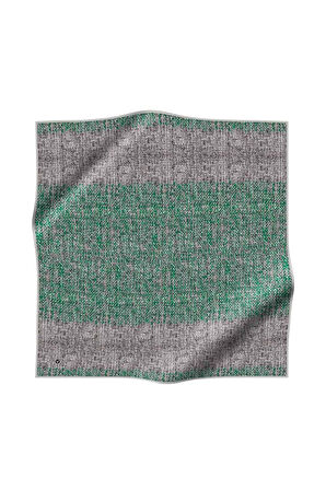 %100 Twill İpek Dokulu Desen Benetton Yeşili - Sütlü Kahve Renkli 90x90 Eşarp Kenar Dikiş Şekli El Dikişli