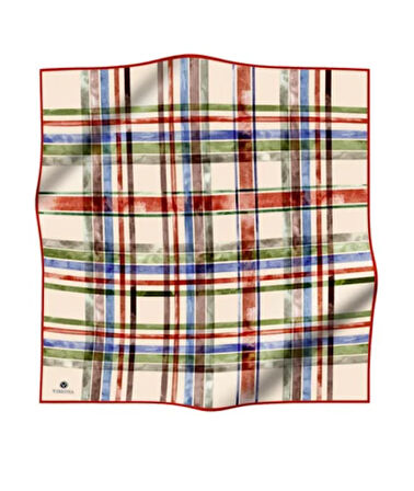 Vissona Tivil İpek Eşarp 51761-3-0014-0037 Krem Karışık Desen