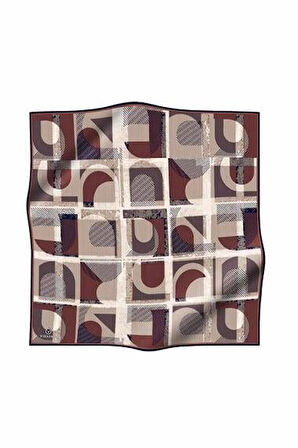 Vissona Tivil İpek Eşarp 51918 - 2 - 0007 - 0005 Kahverengi Çizgi Desen