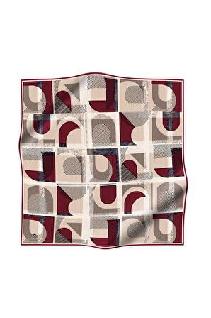 Vissona Tivil İpek Eşarp 51918 - 3 - 0018 - 0003 Bordo  Çizgi Desen