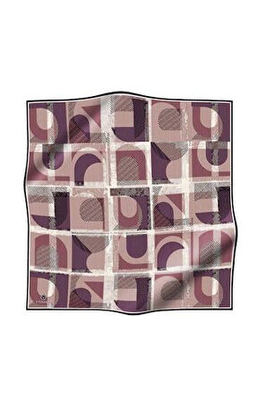 Vissona Tivil İpek Eşarp 51918 - 4 - 0020 - 0001 Gül Kurusu Çizgi Desen