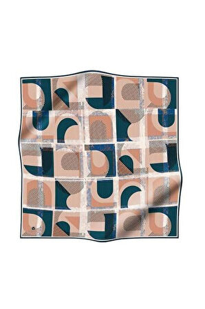 Vissona Tivil İpek Eşarp 51918 - 7 - 0033 - 0005 Lacivert Pudra Çizgi Desen