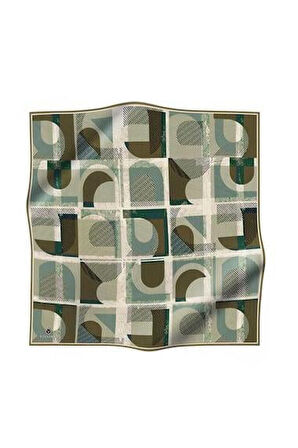 Vissona Tivil İpek Eşarp 51918 - 0402 - 0003 Küf Yeşili Çizgi Desen