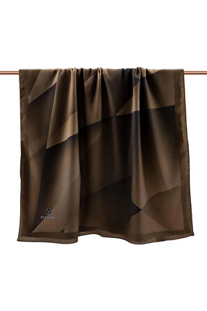 LÜKS MEDİNE İPEĞİ TONSÜRTON DESENLİ SÜTLÜ KAHVE RENKLİ 75X195 KIRIŞMAZ ŞAL MOSS KREP DİKİŞ TİPİ  İTALYAN DİKİŞLİ