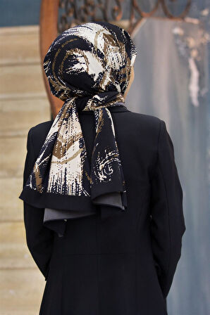 LÜKS MEDİNE İPEĞİ BOYA EFEKT DESENLİ BEJ RENKLİ 75X195 KIRIŞMAZ ŞAL MOSS KREP DİKİŞ TİPİ İTALYAN DİKİŞLİ